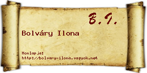 Bolváry Ilona névjegykártya